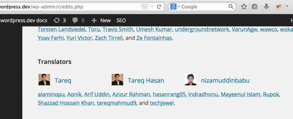 WordPress translator credits